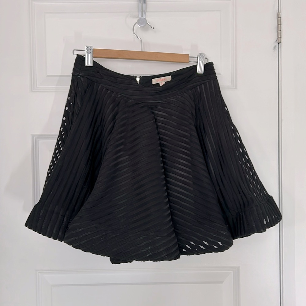 LUXXEL - fluffy skirt stripes black fit and flare size large casual art to wear